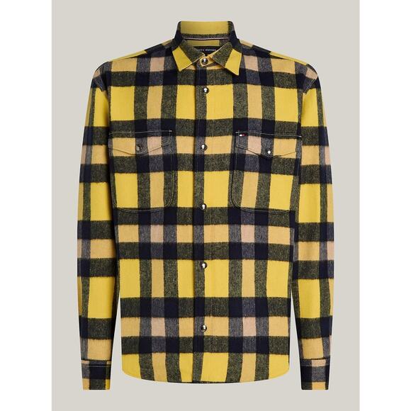 NWT $229 Large - Tommy Hilfiger Wool Blend Check Button Pocket Overshirt Autumn - Picture 6 of 8